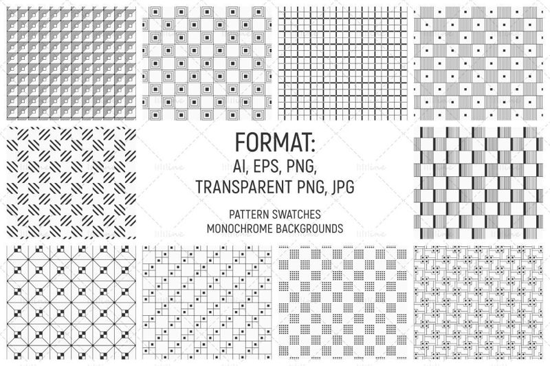 10 padrões de quadrados de vetores geométricos sem costura