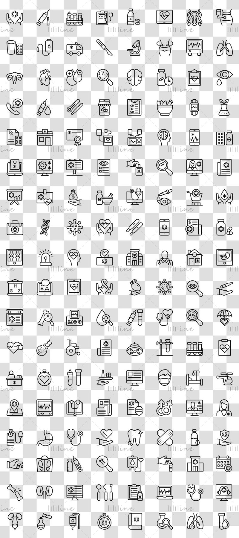 140+ Medical Linear Icons Pack