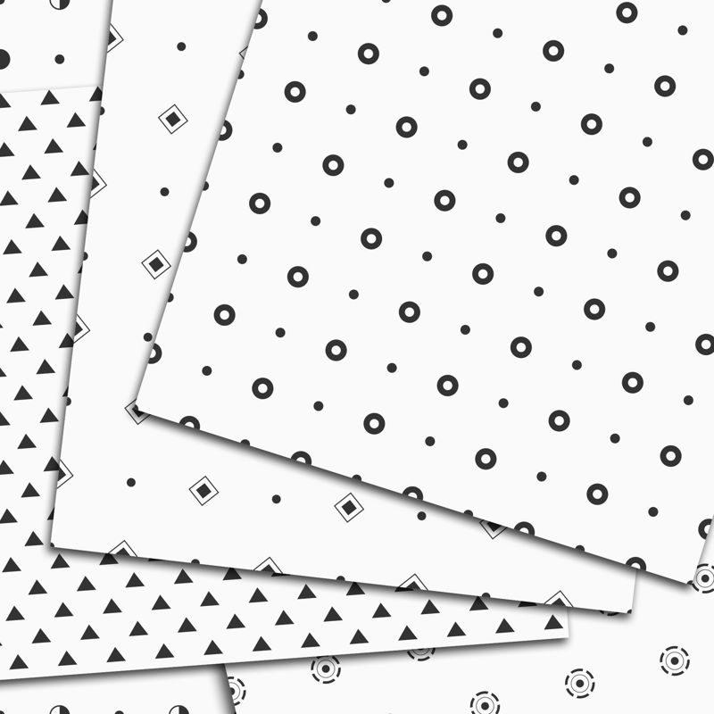 10 seamless vector patterns. Small geometric shapes patterns