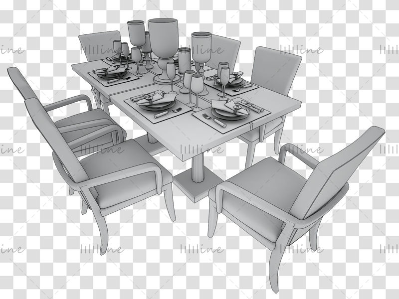Typ restaurace 3D model kuchyně restaurace
