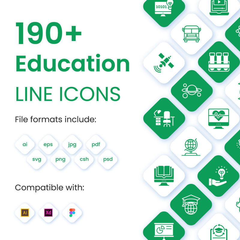 190+ Paquete de iconos de educación