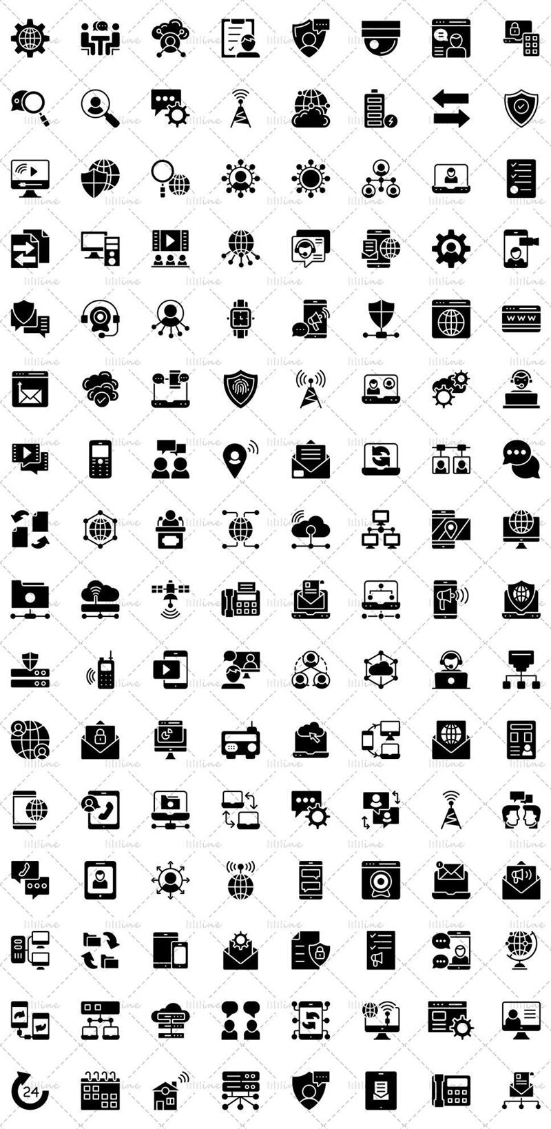170+ icônes de lignes vectorielles de réseautage