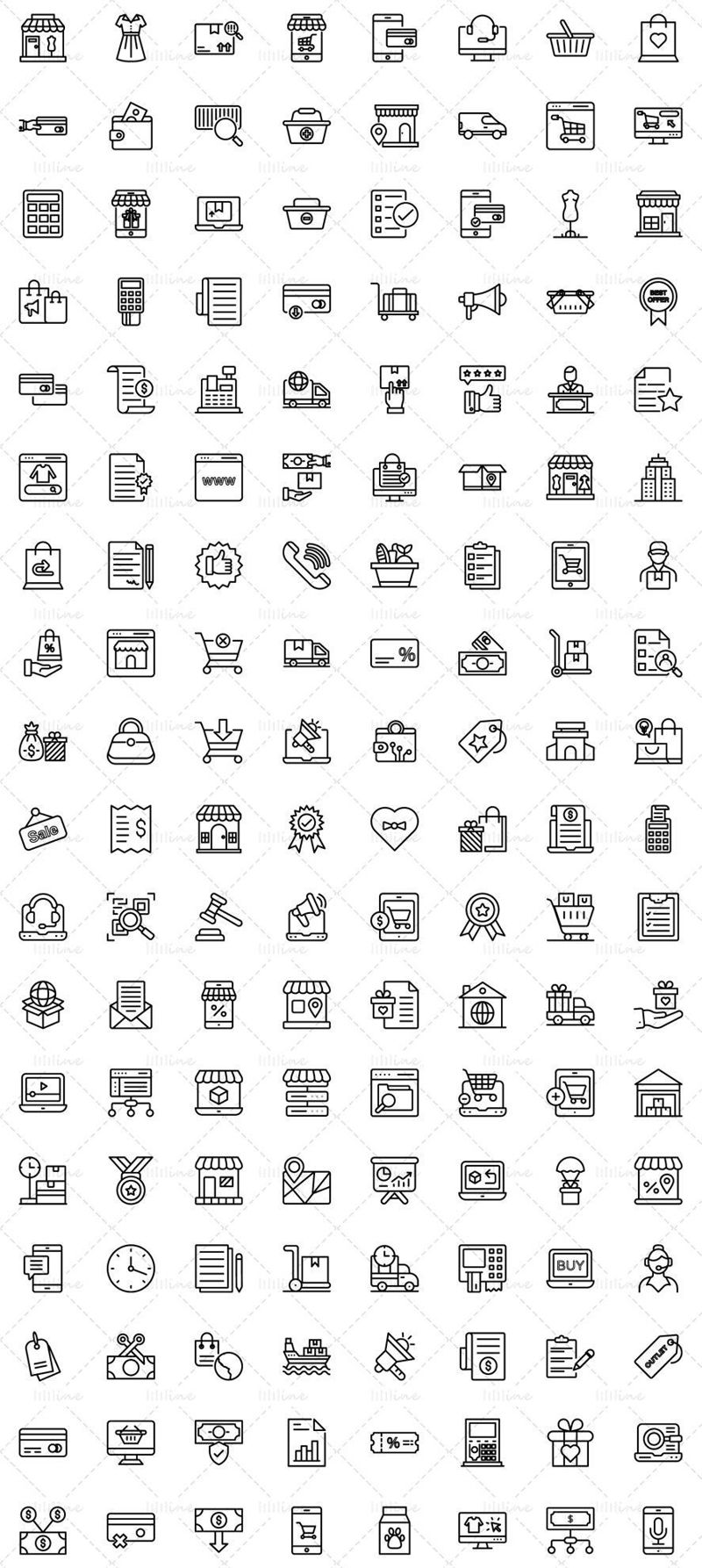 Set van pictogrammen voor winkelen en handel