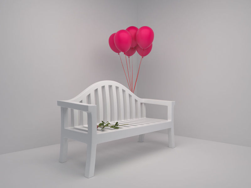 Sandalye ve balonlar 3D model