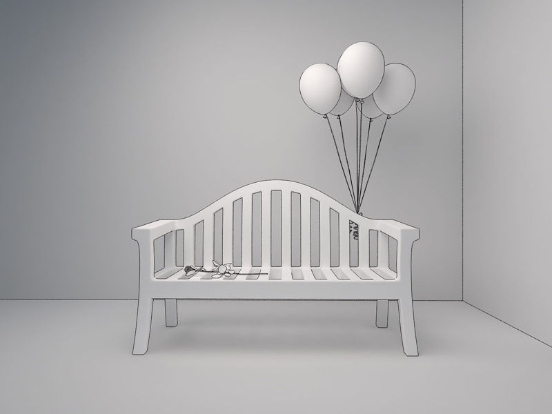 Стол и балони 3d модел