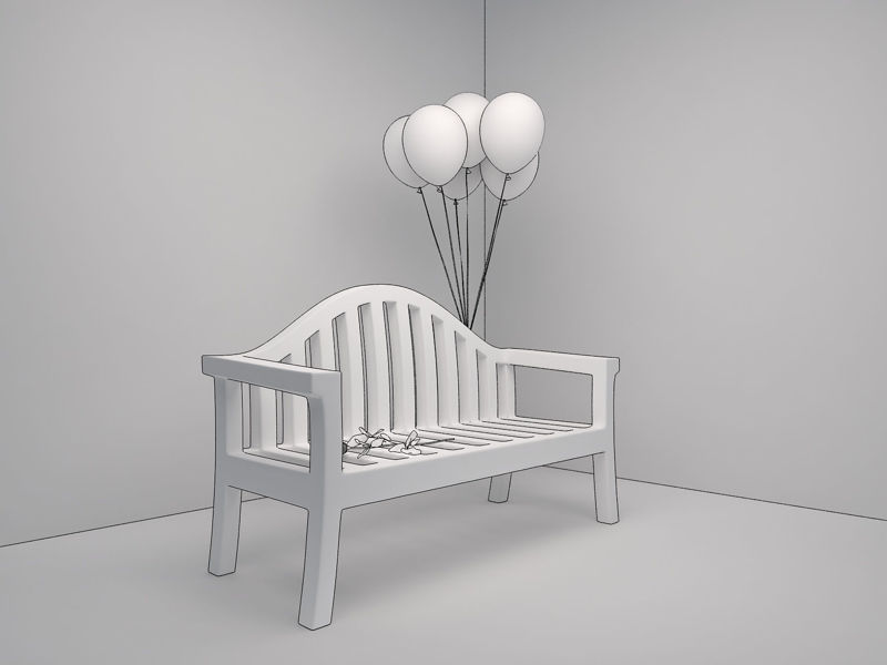 Chaise et ballons modèle 3D