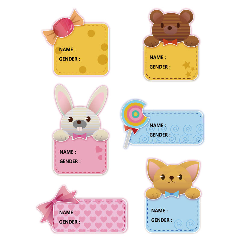 Name sticker small animal candy sticky note element