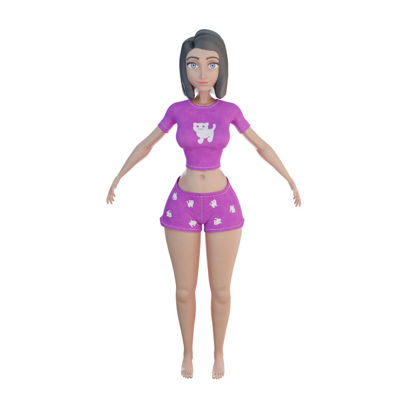 Девојка у пиџами 3Д модел