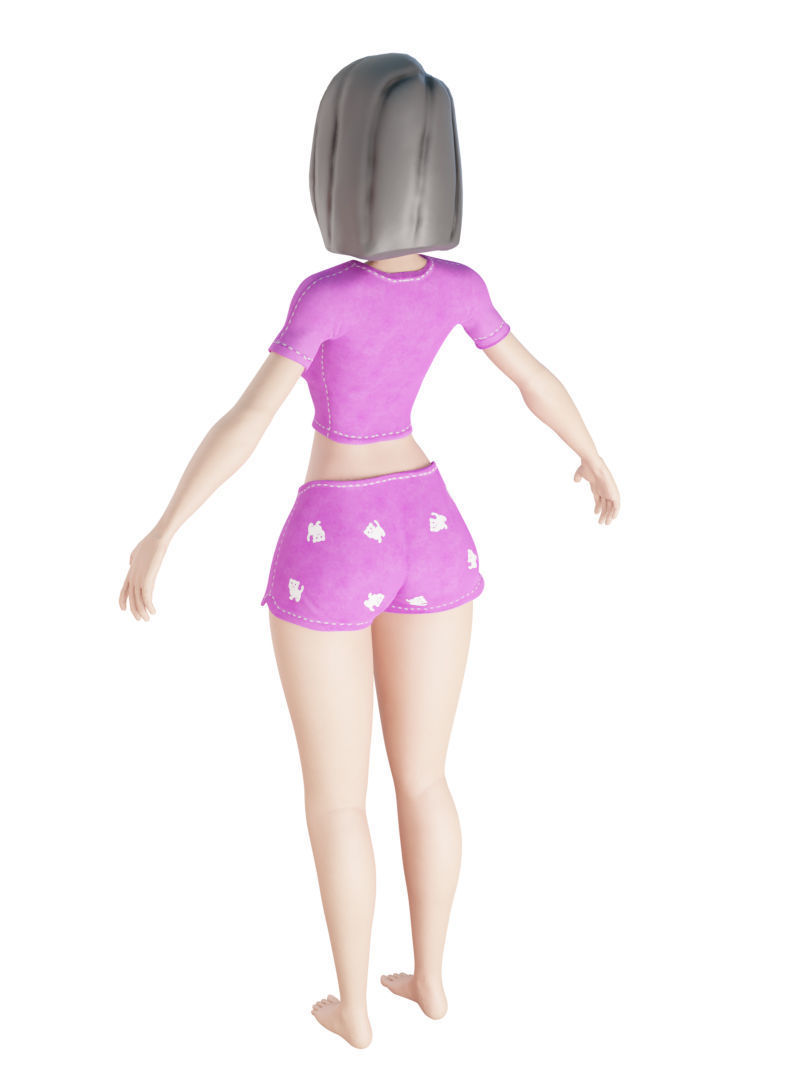 Девушка в пижаме 3D модель