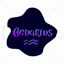 Signo do Zodíaco Aquário. Letras de mão do vetor. O gradiente roxo no fundo azul profundo. Caligrafia, astrologia, astronomia, signo de nascimento