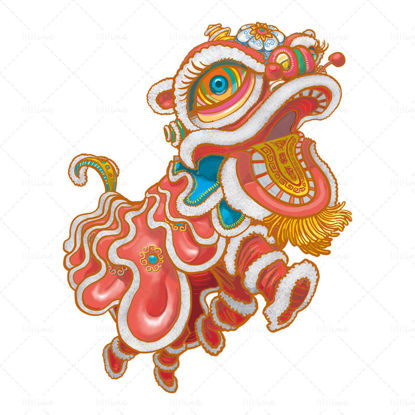 Festival di Primavera, Festival delle Lanterne, vettore di danza del leone in stile cinese ai