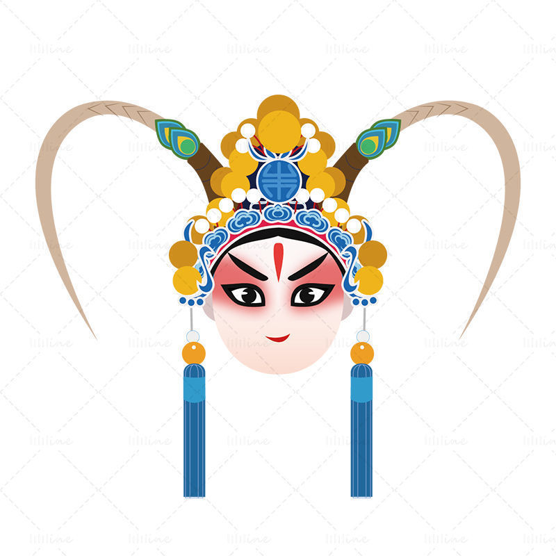 Chinese style vector ai beijing opera facial makeup