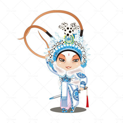 vector Cartoon Peking Opera Characters culture elements
