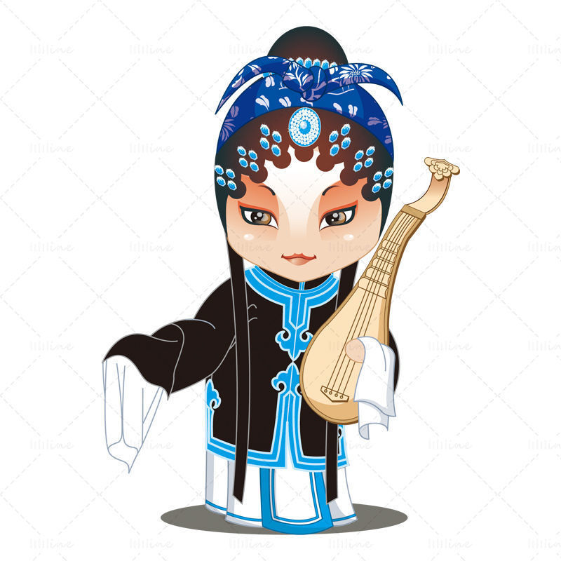 Cartoon beijing opera character vector ai chinese culture element