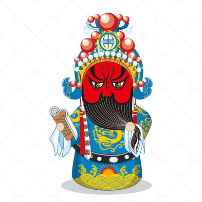 chinese culture element Cartoon Peking Opera Characters Vector ai