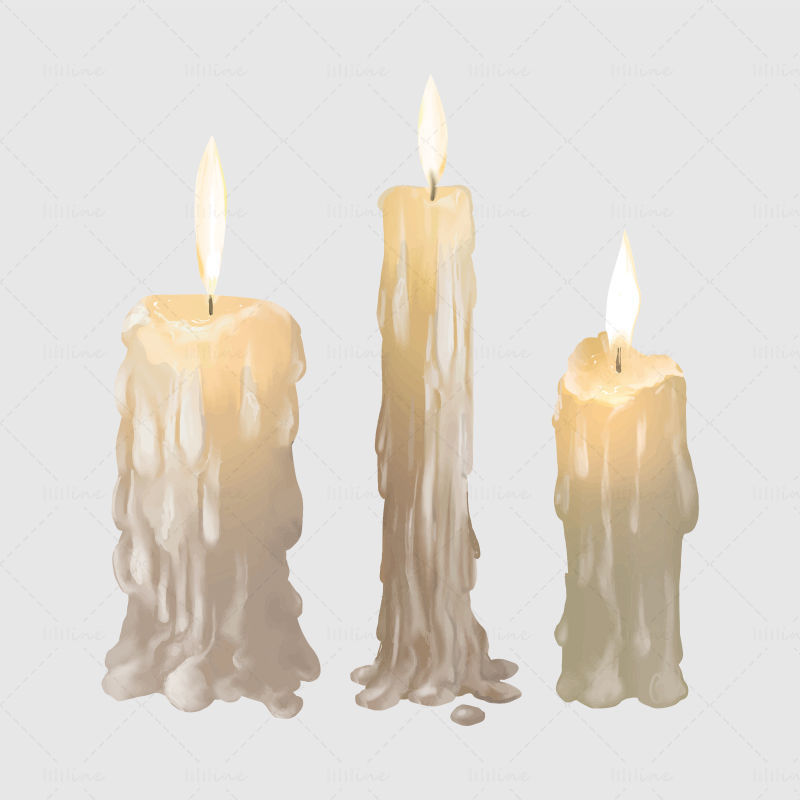 Cartoon realistic candle christmas theme material
