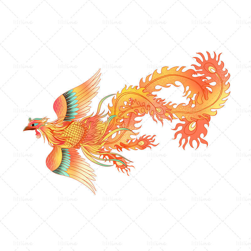 Hand painted antique chinese style phoenix animal elements