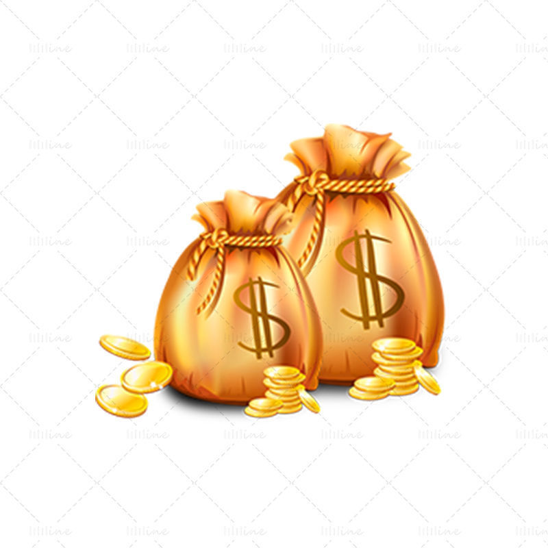 Gold coin money bag finance png