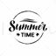 Summertime, digital handwriting, lettering, black letters, sea stars and waves in the circle, white background. Vector illustrations, modern design. Summer illustration, banner, poster, postcard.