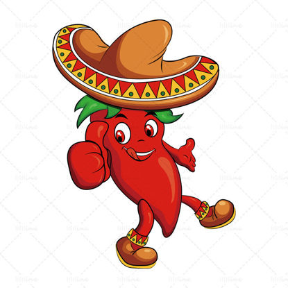 Schattige rode chili peper cartoon vectorillustratie ai