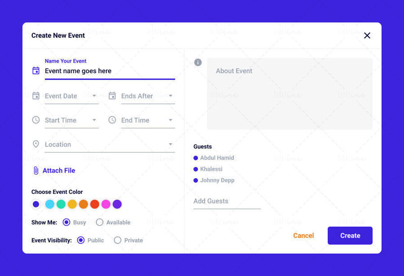 Create New Event UI Module Design With Figma