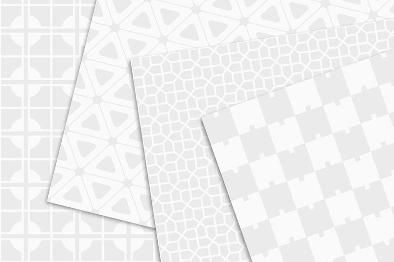 10のシームレスな幾何学的な白と灰色のベクトルパターン