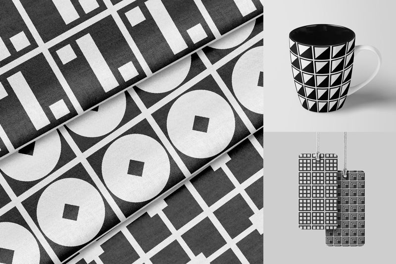 10 geometric shapes seamless vector patterns