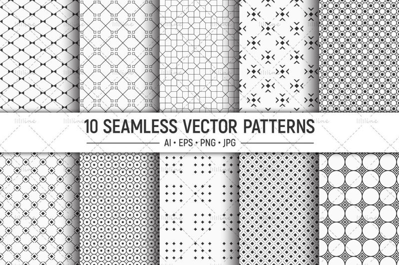 10 brezšivnih geometrijskih vektorskih vzorcev