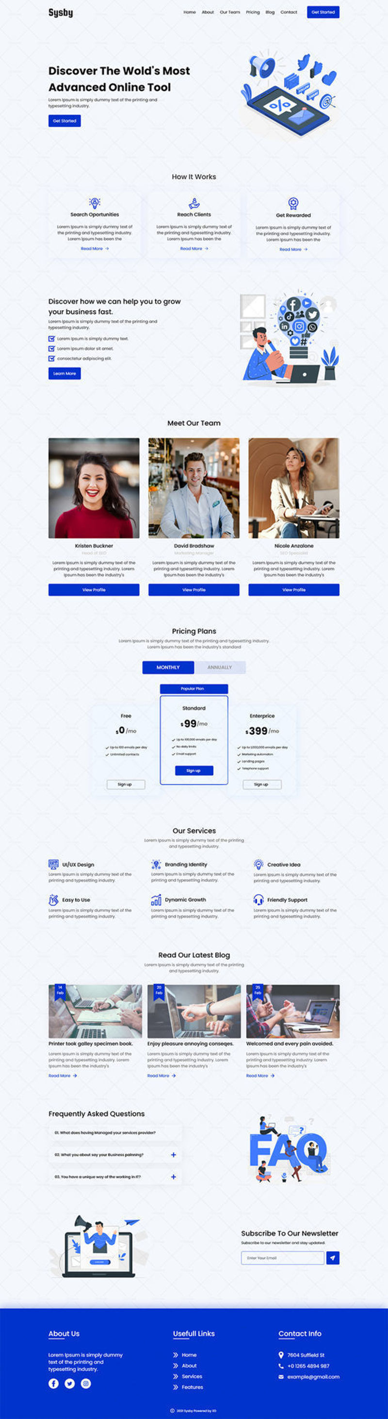 Sysby Landing Page ui design
