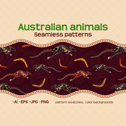 10 color Australian seamless patterns with animals