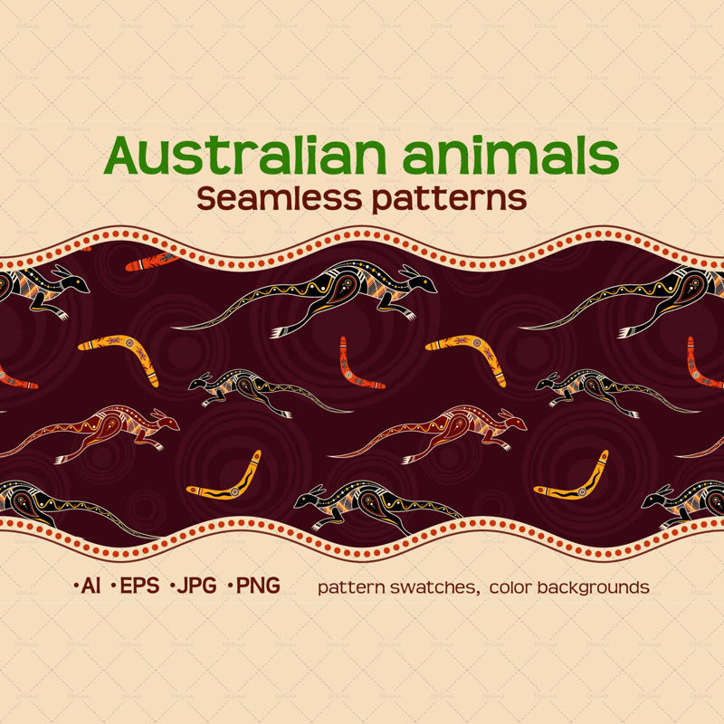 10 cores padrões australianos sem costura com animais