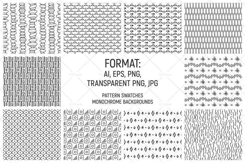 10 seamless hand drawn ethnic vector patterns