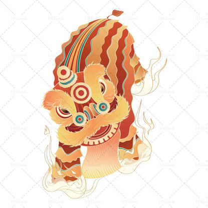 Čínský Nový rok lví tanec vektor ai