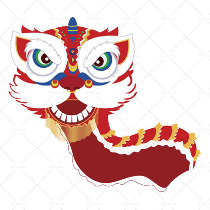 Chinese style new year lion dance hand drawn illustration vector ai
