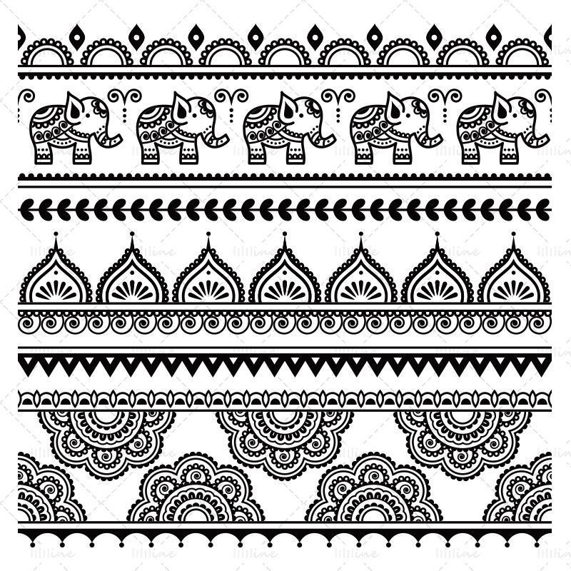 ヴィンテージタイスタイルの象のパターンベクトル