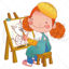 Vector hand drawn painting girl back view
