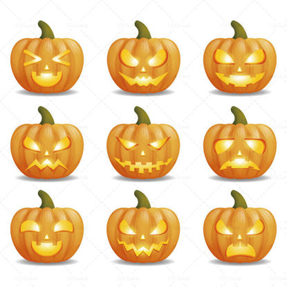 9 creatieve halloween-pompoenkoplampen vector