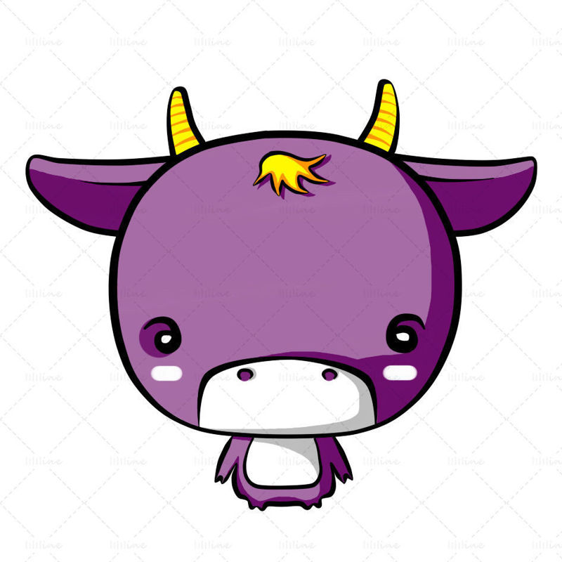 紫の漫画の子牛