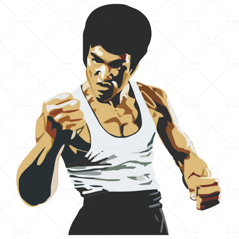 Bruce Lee hand drawn vector ai