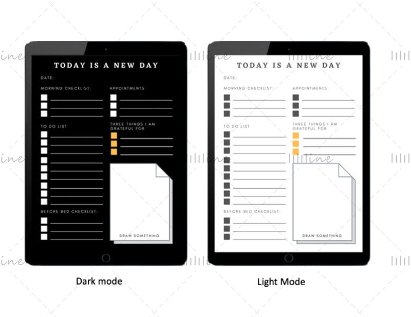 Daily Digital TO-DO list, Vertical, Portrait, Minimal, Goodnotes, Notability, PDF, daily plan in 12 different colors Printable Template