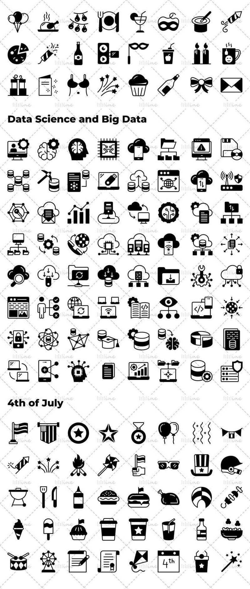 Big data science, 4th of July vector icon