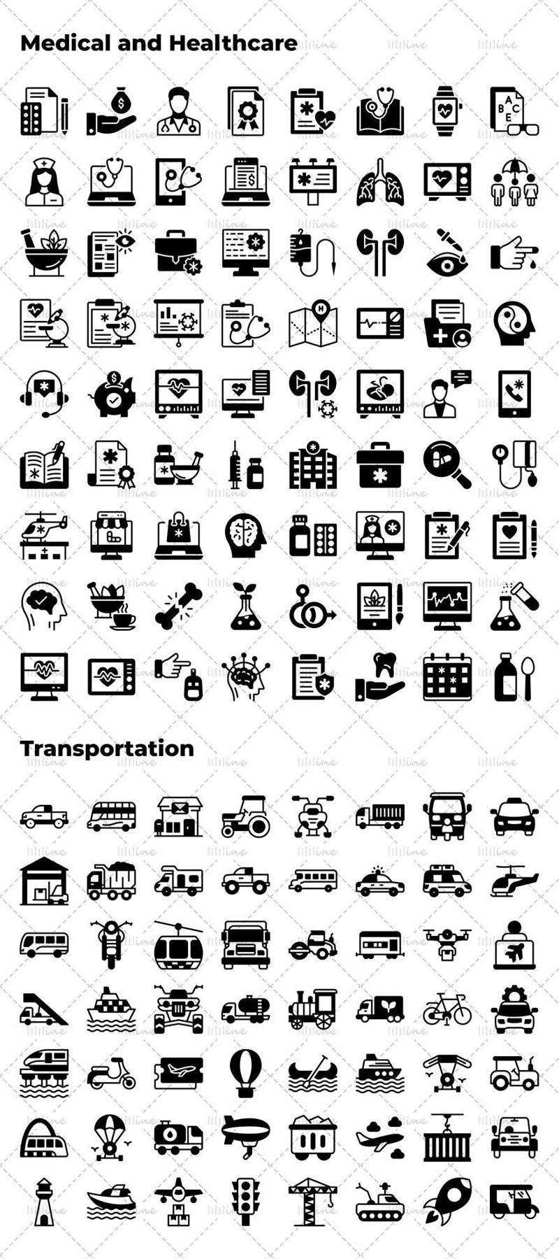 Medical healthcare, transportation vector icon