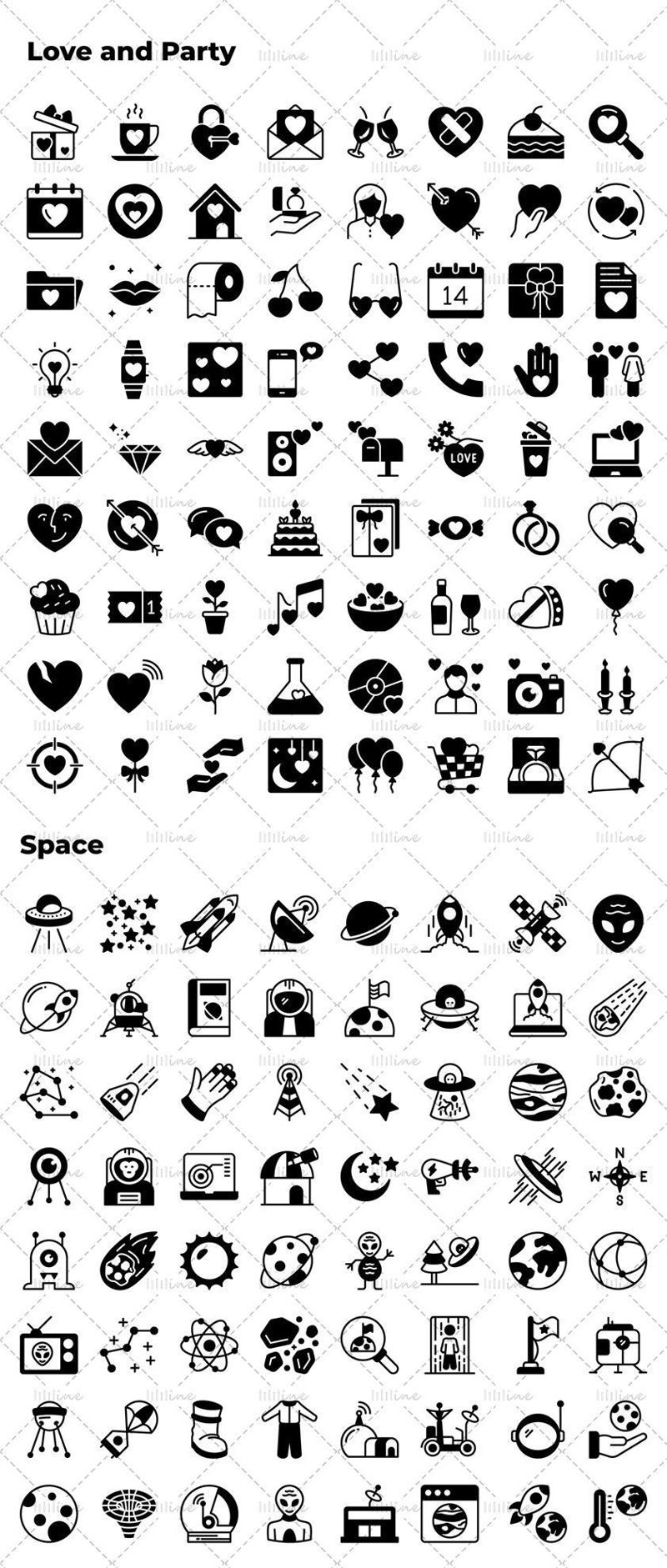 Love party, space vector icon