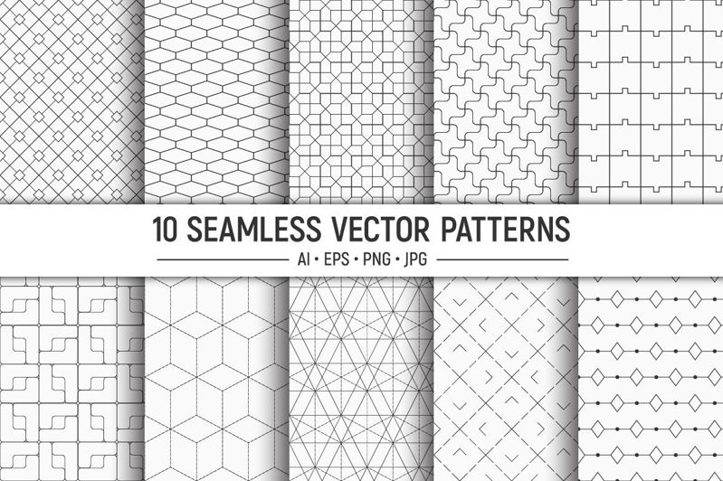 10 seamless line art geometric vector patterns