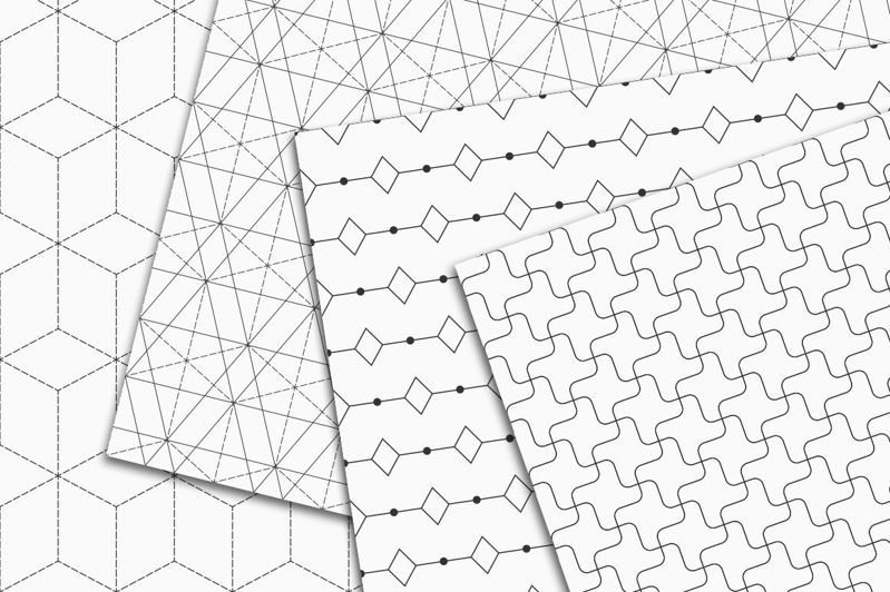 10 seamless line art geometric vector patterns