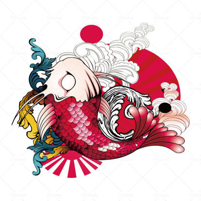 Vector japanese style red carp