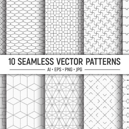 10 бесшовных линий искусства геометрических векторных узоров