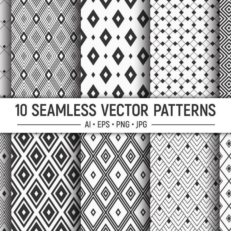 10 losangos sem costura padrões de vetores geométricos