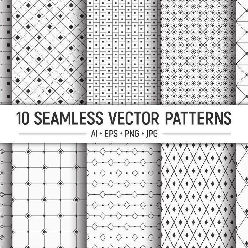 10 seamless geometric vector patterns