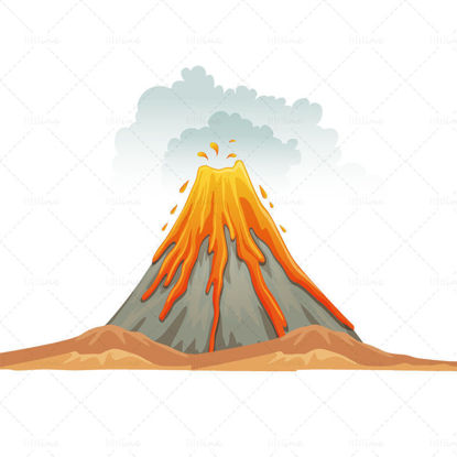 Eruzione del vulcano vettoriale ai